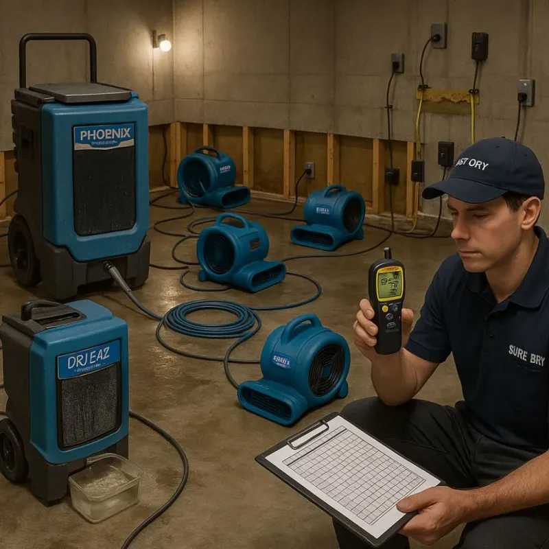Structural Drying and Dehumidification process in De Soto, KS